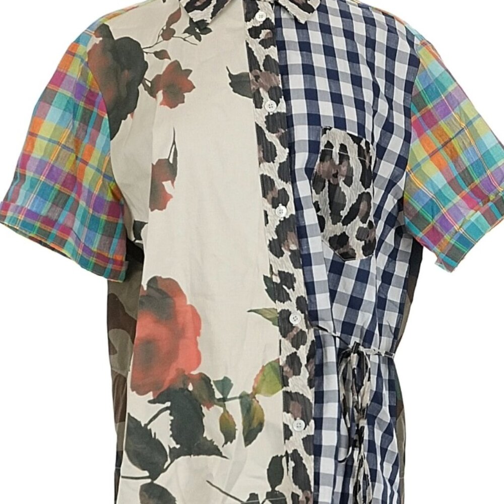 SEMICOUTURE Clarisse Patchwork Mixed Print Shirt Eclectic Italian Designer M 44 - Picture 8 of 15